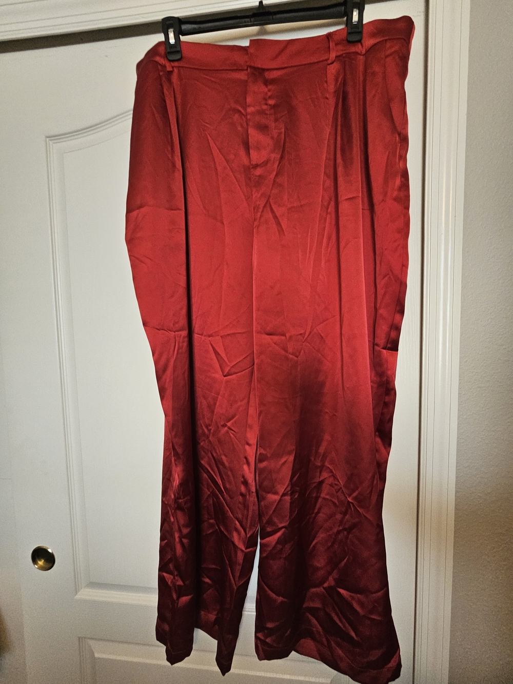 Fashion Nova Red Satin Wide-Leg Trousers